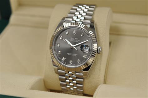 rolex oyster perpetual datejust rhodium dial watch|rolex datejust with diamond bezel.